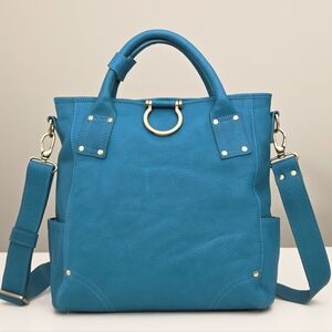 GORGEOUS SAPAHN CHLOE LEATHER CONVERTIBLE BACKPACK BAG - IRIS